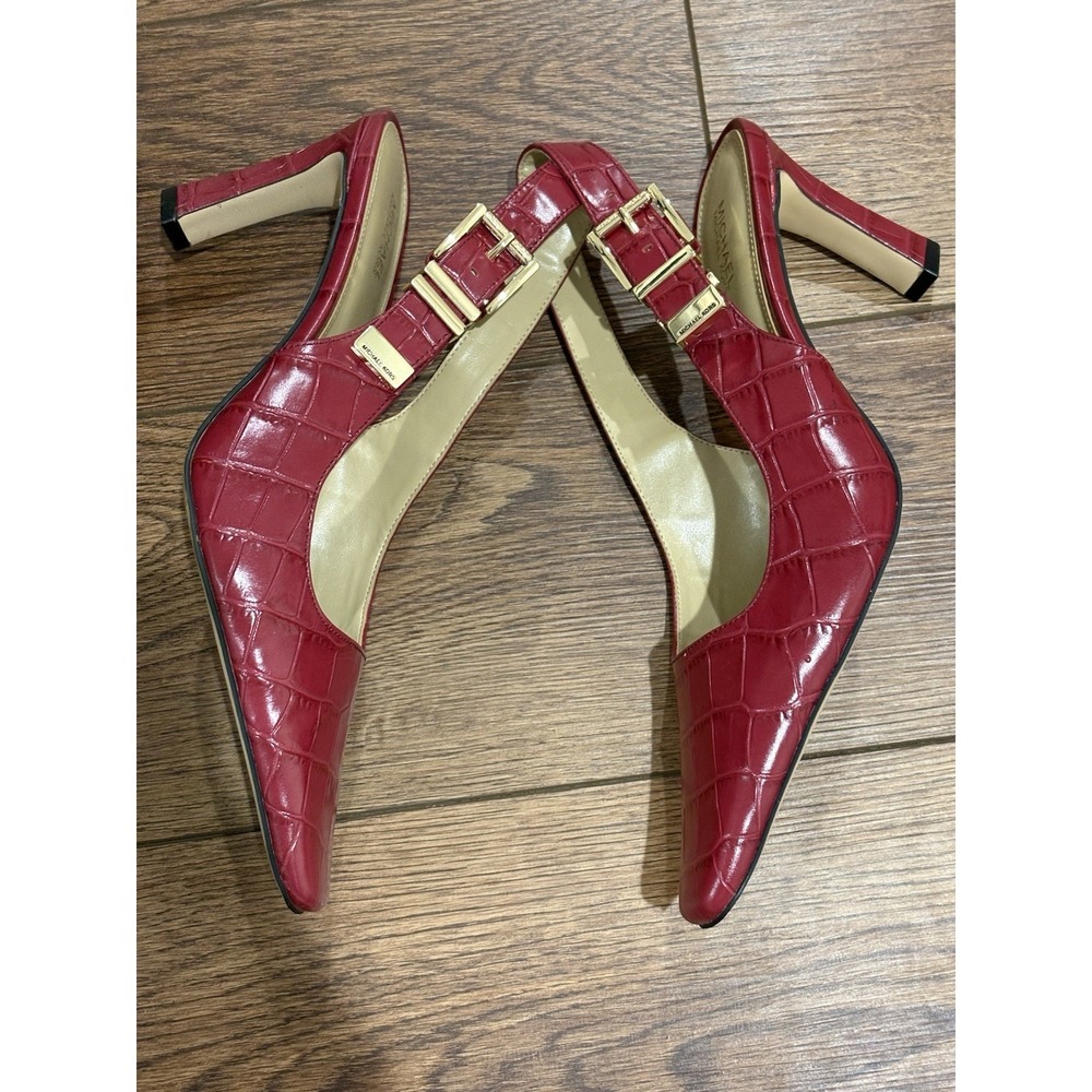 Michael Kors Women's Darrington Slingback Pumps Red Maroon Heels Sz 8 Dress Shoe